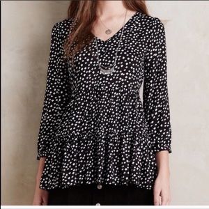 Anthropologie Maeve Lila black & white tiered top